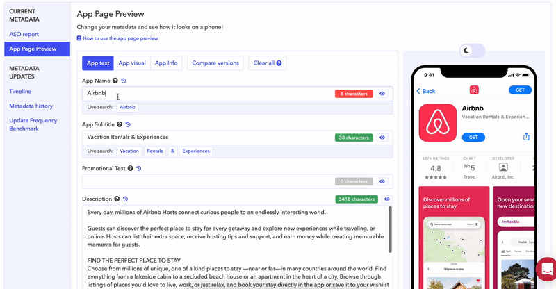 AppTweak App Page Preview